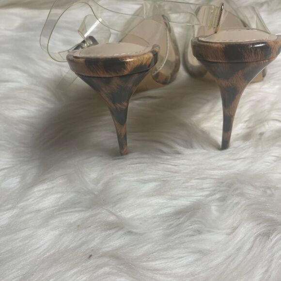 SIMMI London clear plastic sling back Leopard prints trim and heels Size 8 - Picture 4 of 8
